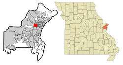 Location of Overland, Missouri