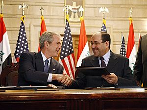 George W. Bush and Iraqi PM Nuri al-Maliki-Dec2008