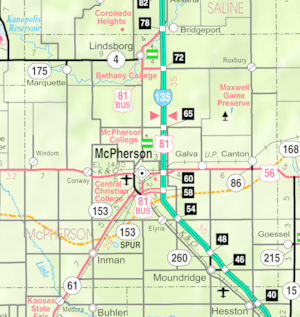 Map of McPherson Co, Ks, USA