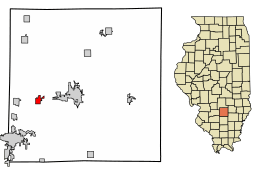 Location of Odin in Marion County, Illinois.