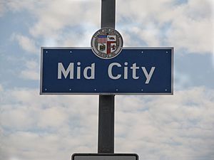 Mid-City signage located at the intersection of La Brea Avenue and the Santa Monica Freeway