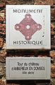 Plaque MH tour du château d'Ambérieux-en-Dombes