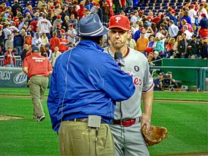 Sarge interviewing Cliff Lee after the game