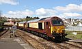 Truro - DB Cargo 67024+67021 arriivng with empty Pullman stock
