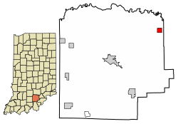 Location of Little York in Washington County, Indiana.