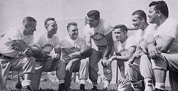 1956 Northwestern Wildcats football coaching staff (Parseghian, Schembechler, Agase)
