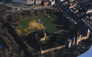 Aerial view of Cardiff Castle