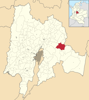 Location of the municipality and town of Gachetá in the Boyacá Department of Colombia