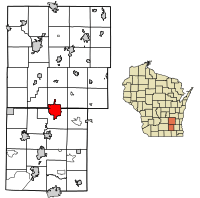 Location of Watertown in Dodge County, Wisconsin.