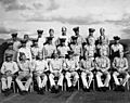 Group photo of ship’s gunnery officers aboard the fast aircraft carrier USS Monterey include Gerald Ford