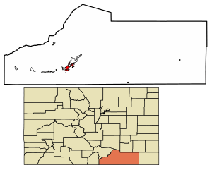 Location of the City of Trinidad in Las Animas County, Colorado.