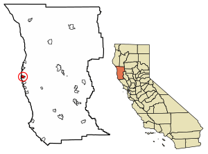 Location of Caspar in Mendocino County, California