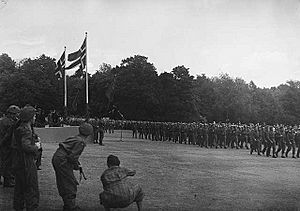 Milorg District 12 (D12) on parade in 1945
