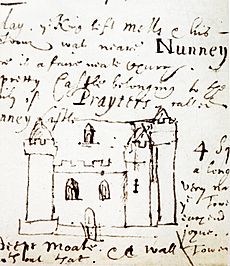 Nunney Castle 1644 drawing