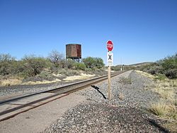 The railroad crossing and water tower in Pantano.