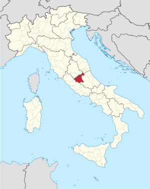 Map with the province of Rieti in Italy