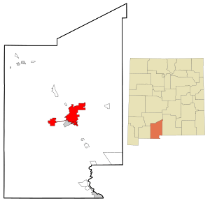 Dona Ana County New Mexico Incorporated and Unincorporated areas Las Cruces Highlighted