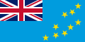 Powder blue flag with nine yellow stars and Union Flag as top-left quarter.