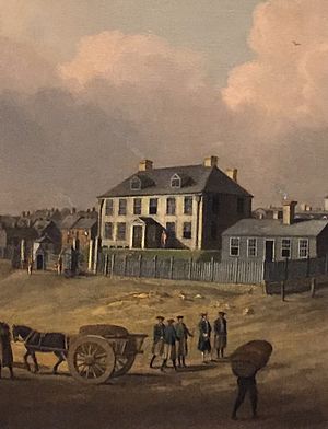 Governor's House, Halifax, Nova Scotia (inset) by Dominic Serres, c. 1765