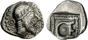 IONIA, Magnesia ad Maeandrum. Themistokles with bonnet. Circa 465-459 BC