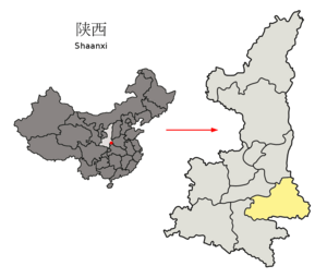 Location of Shangluo Prefecture within Shaanxi (China)