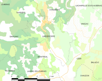 Map of the commune of Largentière