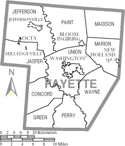 Map of Fayette County Ohio With Municipal and Township Labels
