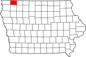 Map of Iowa highlighting Osceola County
