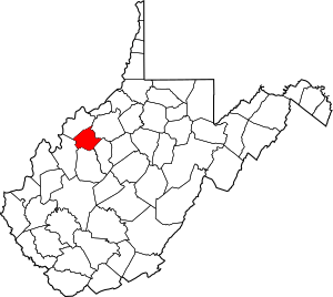 Map of West Virginia highlighting Wirt County