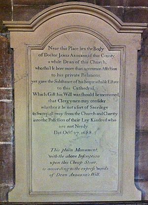 Memorial to James Arderne in Chester Cathedral