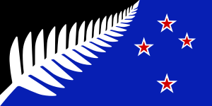 NZ flag design Silver Fern (Black, White & Blue) by Kyle Lockwood