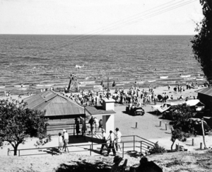 Queensland State Archives 2175 The Pavilion and bathers Redcliffe December 1937