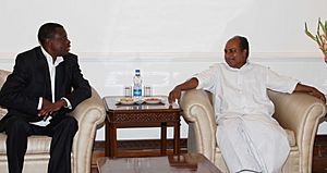 The Minister of Defence, Rwanda, General James Kabarebe calling on the Defence Minister, Shri A. K. Antony, in New Delhi on March 30, 2012
