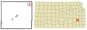Location within Woodson County and Kansas