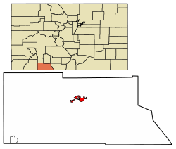 Location of Pagosa Springs in Archuleta County, Colorado.