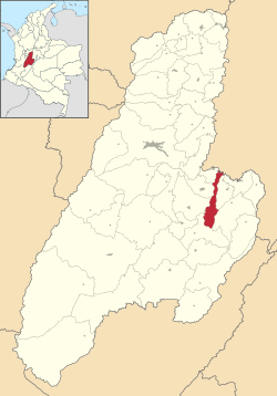 Location of the municipality and town of Suárez in the Tolima Department of Colombia.