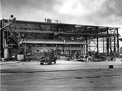 Damaged hangar on Ford Island in December 1941