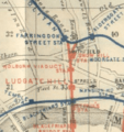 Extract of 1889 Railway Map Showing Ludgate Hill & Holborn Viaduct stations