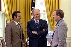 Ford meets with Rumsfeld and Cheney, April 28, 1975