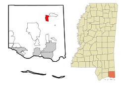 Location of Wade, Mississippi