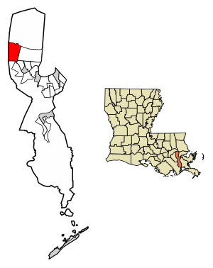 Location of Kenner in Jefferson Parish, Louisiana