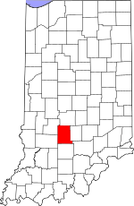 Map of Indiana highlighting Monroe County