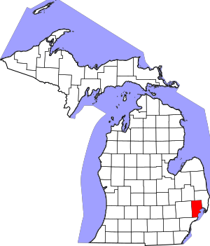 Map of Michigan highlighting Macomb County