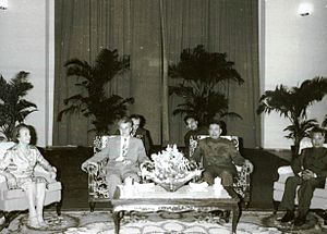 Nicolae Ceaușescu with Pol Pot