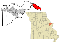 Location of West Alton, Missouri