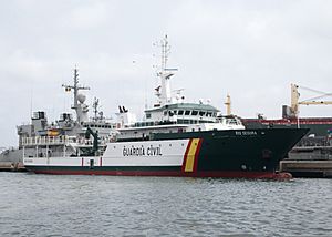 The Spanish Civil Guard patrol ship Rio Segura is moored in Dakar, Senegal, March 8, 2014, during exercise Saharan Express 2014 140308-N-QY759-182