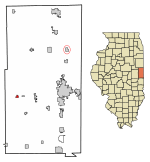 Location of Fithian in Vermilion County, Illinois.