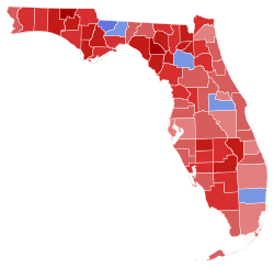 2022 Florida gubernatorial election results map by county