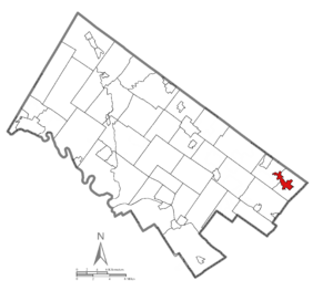 Location of Bryn Athyn in Montgomery County, Pennsylvania.