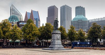 Cityscape of The Hague, viewed from Het Plein (The Square)